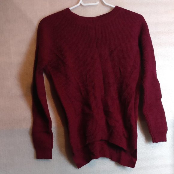 Wool Sweater, 100%Merino Wool Knit Sweater, Wool Jumper, Burgundy Bordeaux, Med - Picture 5 of 8